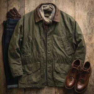 Vtg TIMBERLAND Weathergear Green Heavy L Sleeve Pockets Field/barn Jacket Mens M